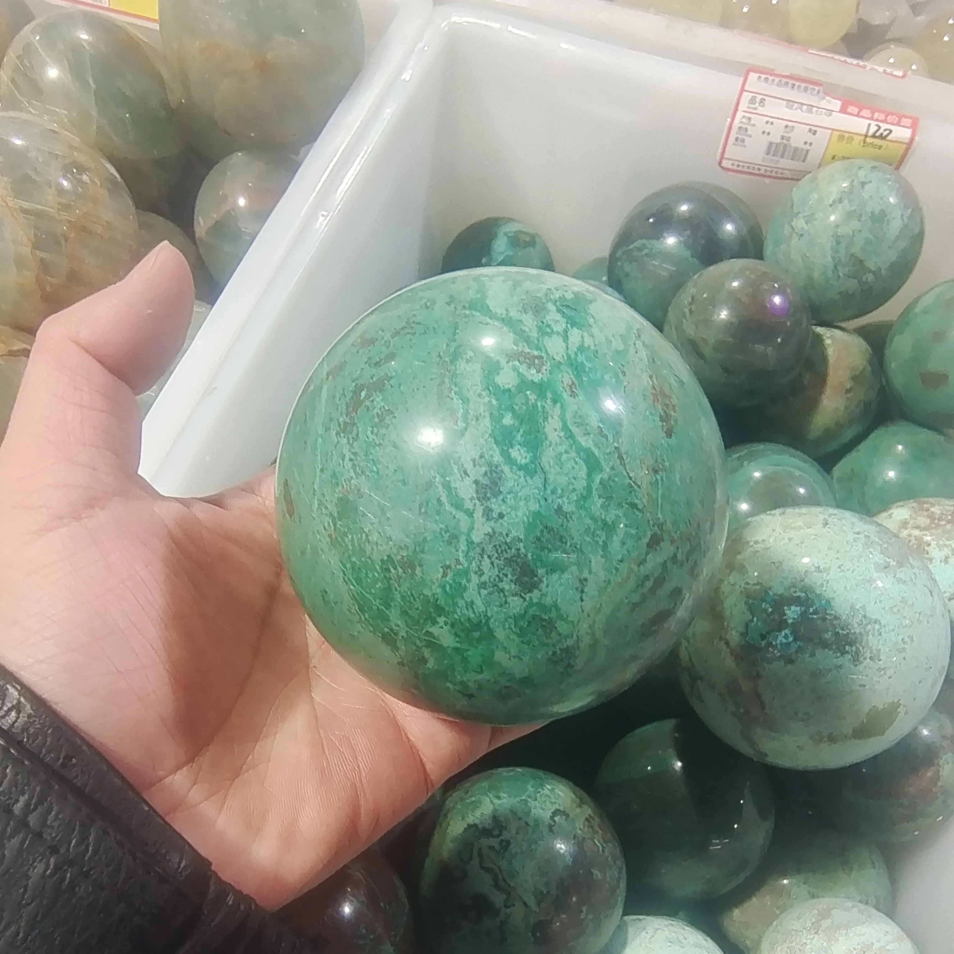 

Natural Green Phoenix Stone Ball Hand Polished Crystal Energy Healing Home Office Decoration Craft Gifts Feng Shui Ornaments