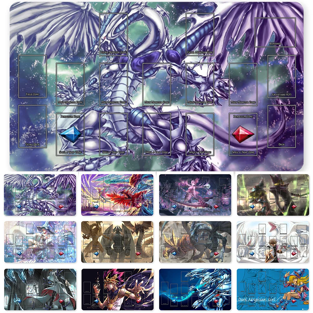 

HOT OCG Playmat Blue-eyes Ultimate Dragon Dark Magician Duel Monsters Playmats Compatible for YuGiOh TCG + Free Bag - ygo (67)