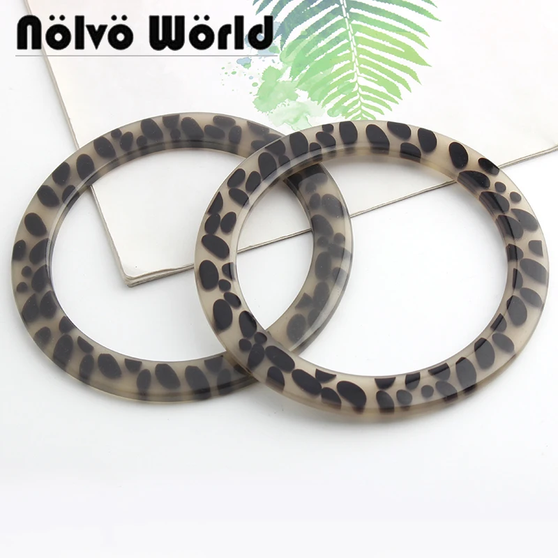 

4-10pcs 12cm 2022 New Black Speckled Resin Flat O Ring Handles For Fashion Handbag Purse Parts Accessories