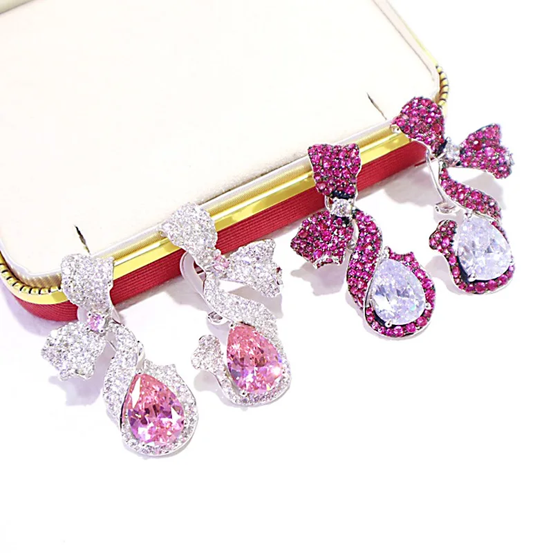 

Женские серьги-банты из серебра 925 пробы с фианитом