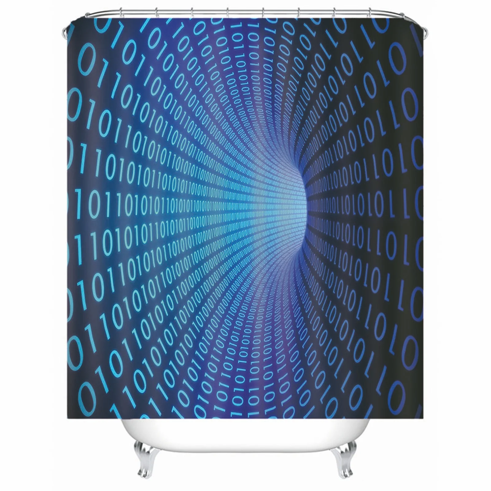 

Vintage Shower Curtain Polyester Vortex Number Blue Mold & Mildew Resistant Waterproofwith Rustproof Grommets Hooks