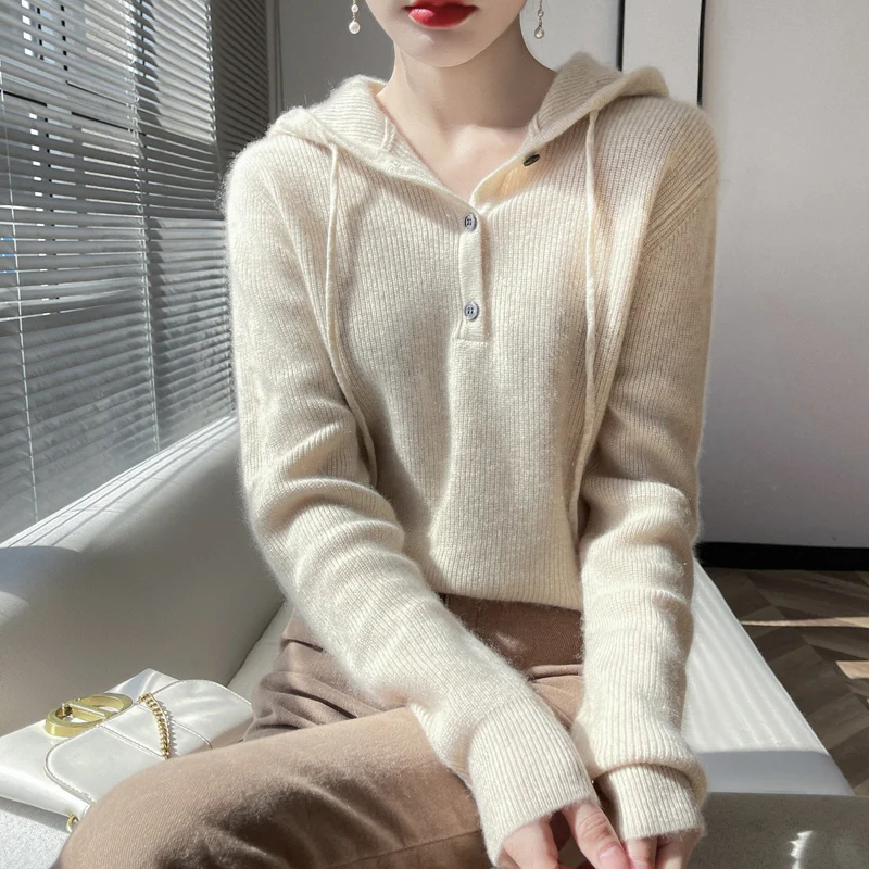 Новинка 2022 высококачественный кашемировый свитер с капюшоном весенний женский