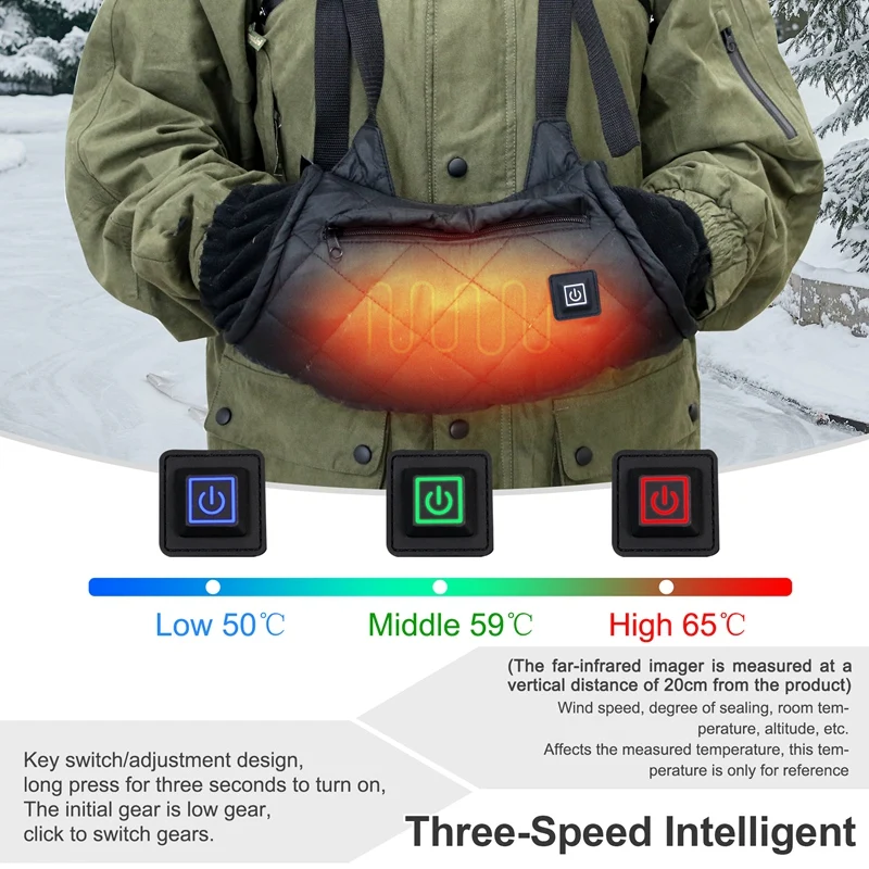 

Dropship-Outdoor Rechargeable Heated Hand Muff Heating Hand Warmer Pouch 3 Heat Modes Waterproof Hand Warmer Bag With Belt