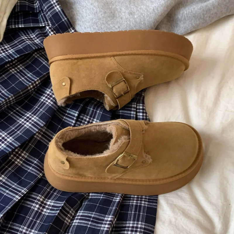 Мокасины с неглубоким носком сабо без шнуровки на платформе сохраняющие тепло