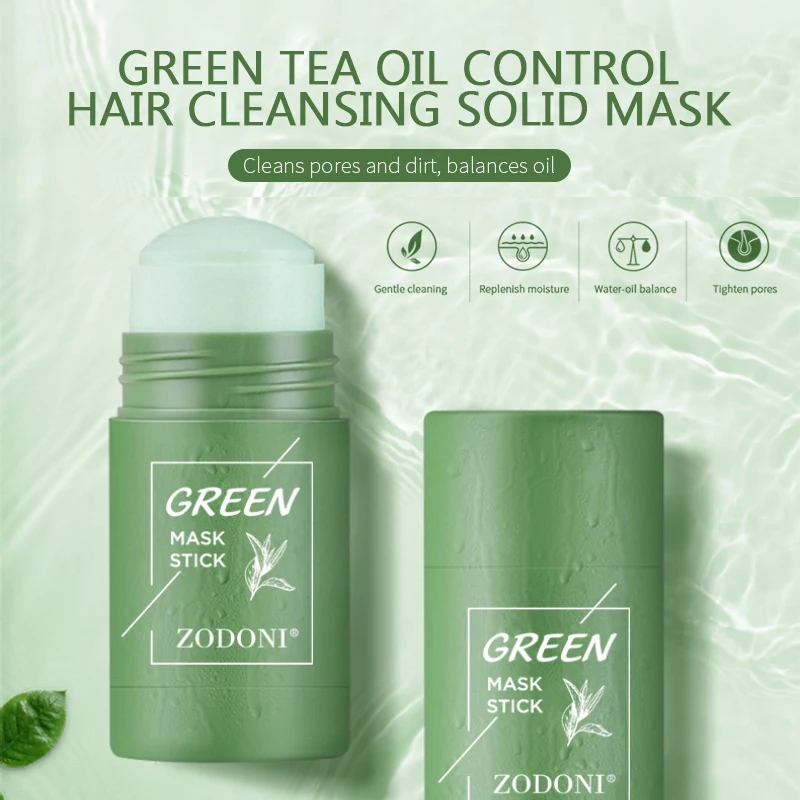

Green Tea Oil Control Eggplant Acne Cleansing Solid Mask Skin Moisturizing Remove Blackhead Fine Pores Mud Mask Face Care