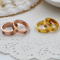 cross ring with zircon stone stainless steel for woman girl men rose gold color luxury brand couple wedding love ring jewelry
