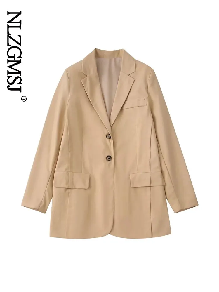 

Nlzgmsj 2022 Chic Solid Color Women Casual Blazer Jacket Office Lady Pockets Work Suit Coat Ladies Business Blazers Outerwear