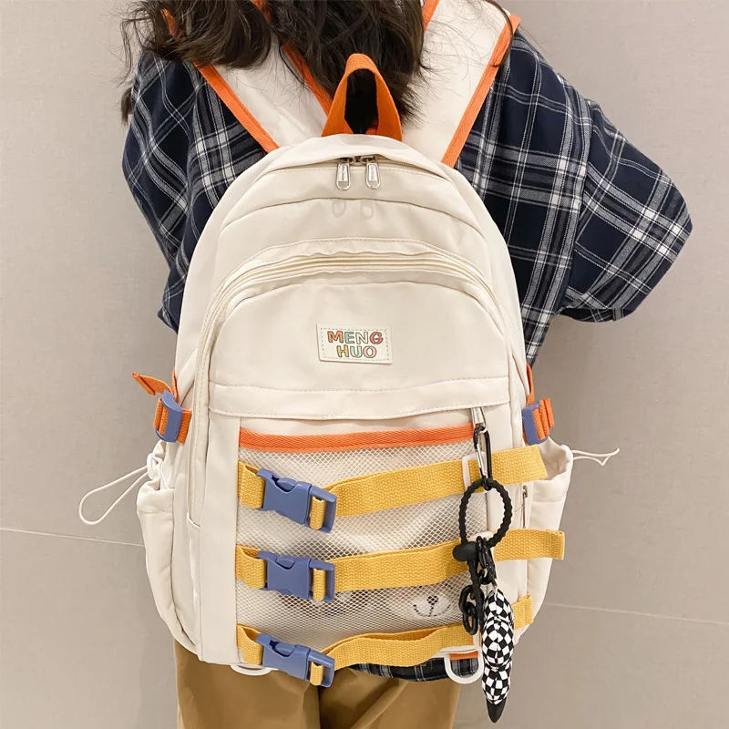 

Милые женские рюкзаки, водонепроницаемый нейлоновый школьный рюкзак с несколькими карманами для студенток, Женская Сетчатая Сумка для ноу...