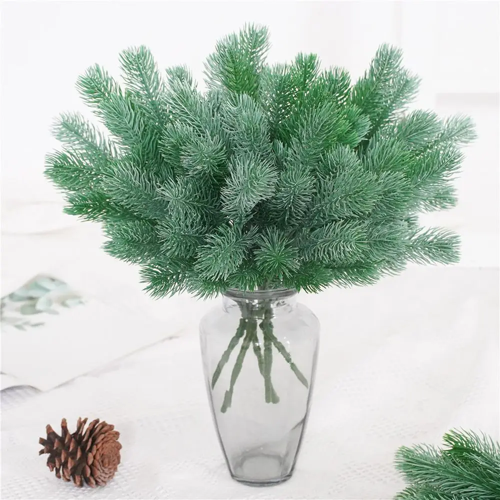 

16 Fork Pine Needle Branches Artificial Pine Fake Flowers Plants Christmas Tree Wedding Decor DIY Handcraft Children Gift