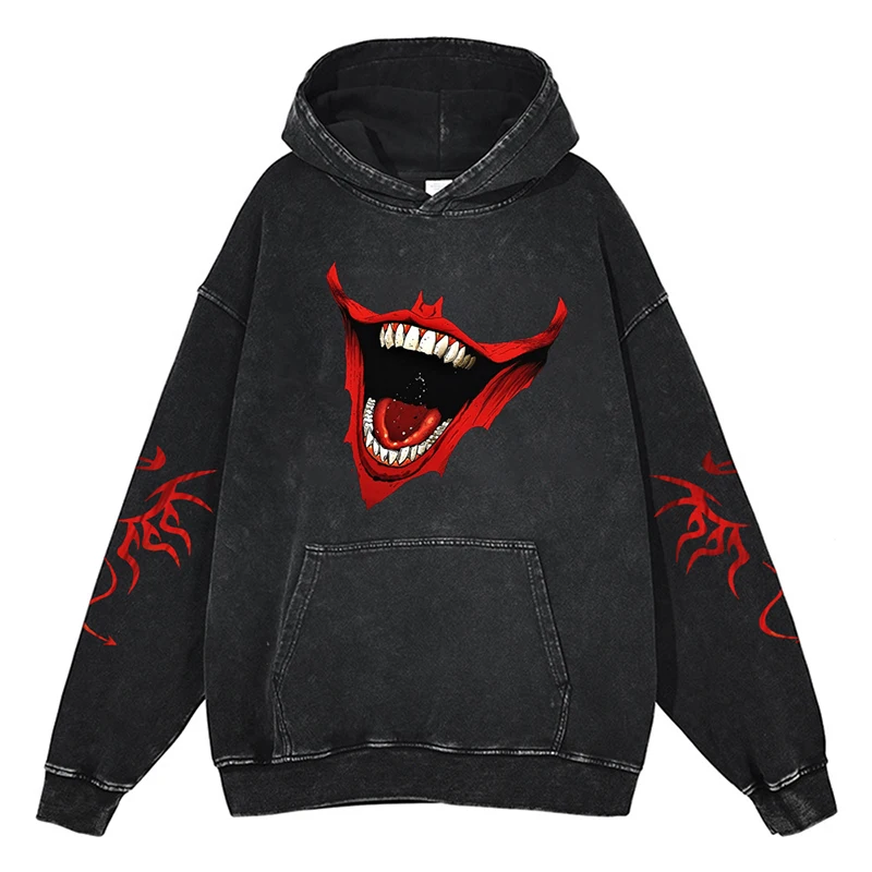 

Y2k Hoodies for Men Women American Street Trend Sweatshirts Devil Graphic Print Retro Pullover 100% Cotton Harajuku Long Sleeves