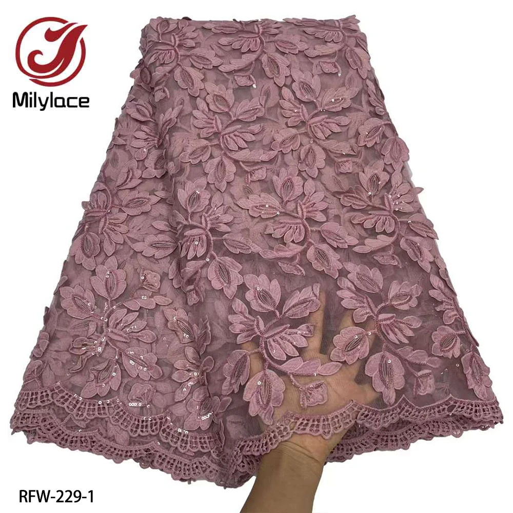 

Fashion nigerian lace fabric 2022 high quality lace lace dress fabric Embroidered Sequins Women Wedding and Party RFW-229