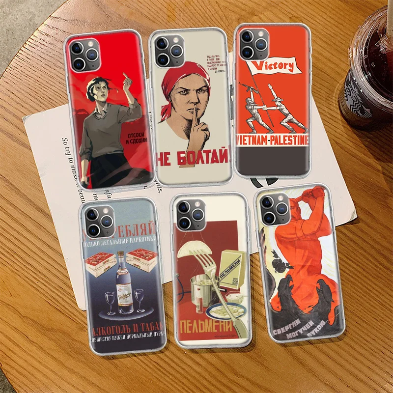 

Retro Soviet printed advertising posters Phone Case For Iphone 14 13 Pro Max Apple 11 12 Mini SE 2020 X XS XR 8 7 Plus 6 6S 5 5S