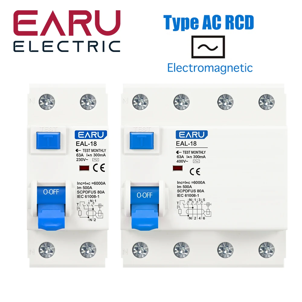 

RCD RCCB ELCB 2P 4P Тип A/AC Выключатель остаточного тока | Защита от короткого тока от утечки 10/30/100/300 мА | 16А 32А 40А 50А 63А