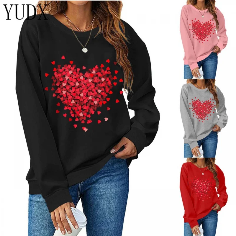 

YUDX 2023 Spring Printed Black Crew Neck Casual Loose Pullover Long Sleeve Ordinary Urban Casual Sweatshirt