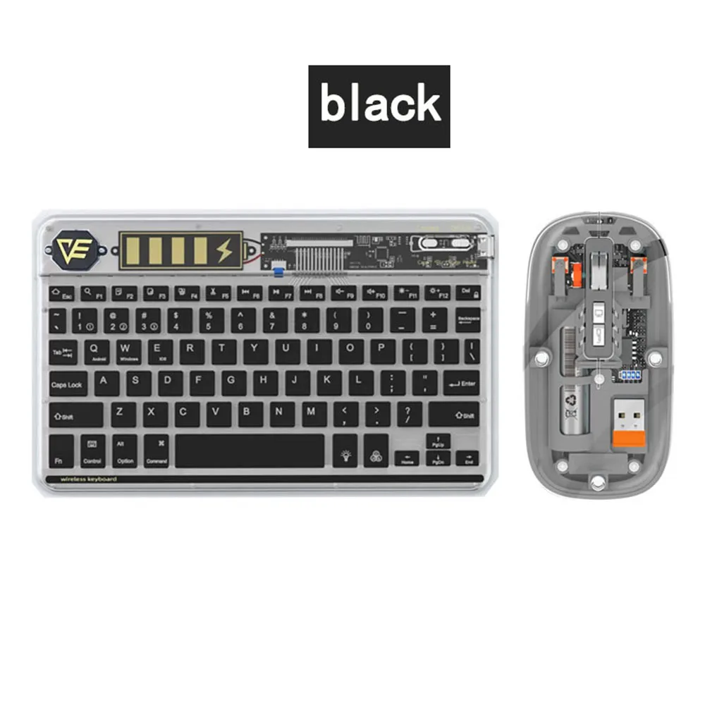 Беспроводная клавиатура и мыши комбинированный перезаряжаемый прозрачный