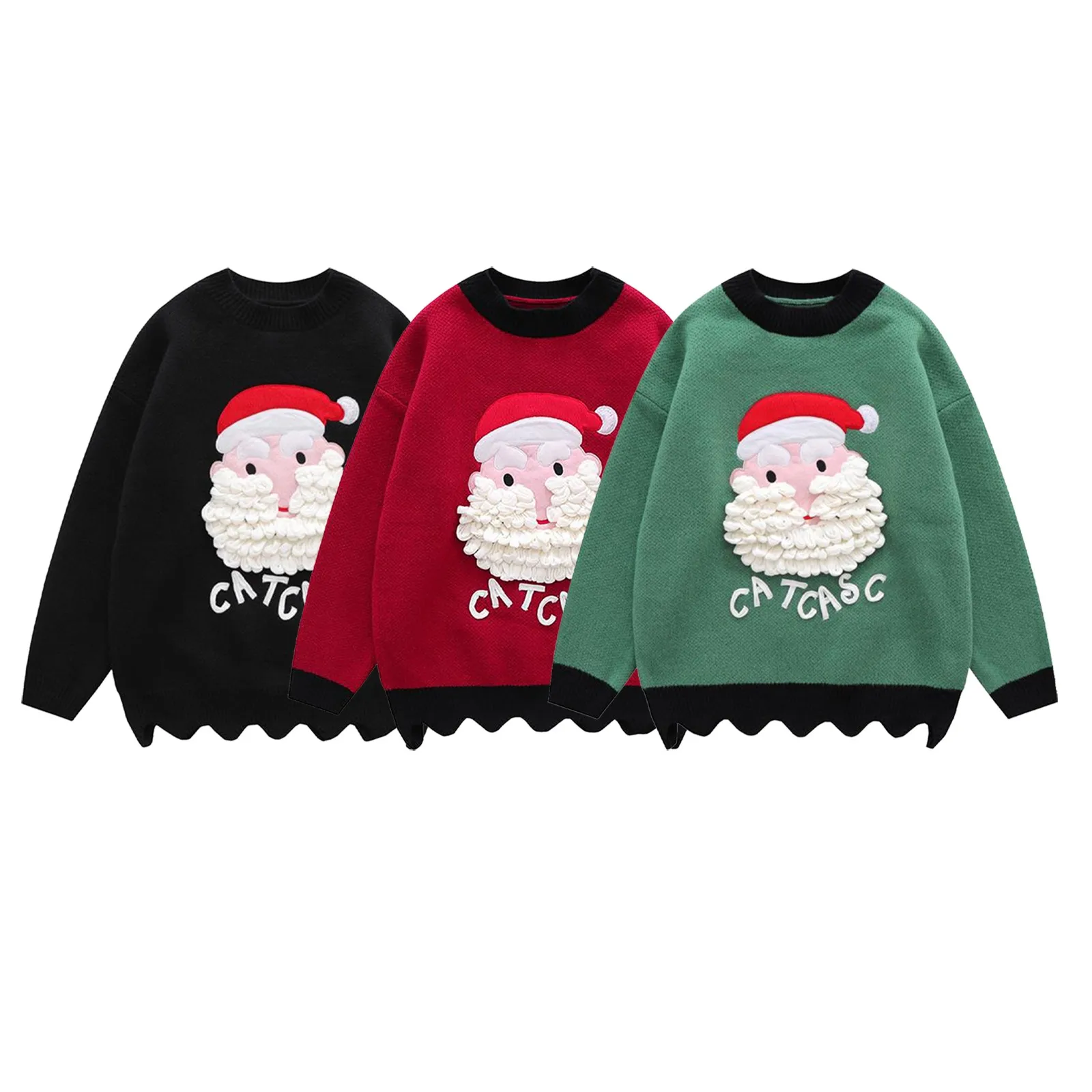 

Пуловер с леопардовым принтом для женщин, Рождественский Свитер оверсайз с Сантой, утепленный теплый свитер, мужской свитер большого разме...