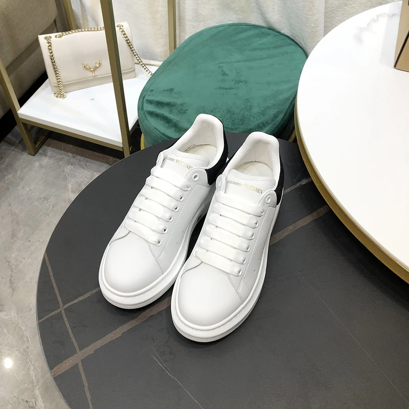 2023 Spring Autumn Classic Leisure Sports Sneakers Shoes Leather Thick Bottom Flat  Lace-up Women's Inner Heigh tening Platform