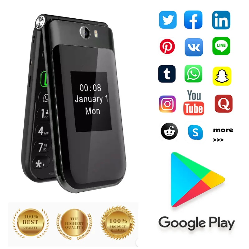 The Best Phone Google Play Available New Model Android Flip Smartphone Supports 3+32GB Free Shipping