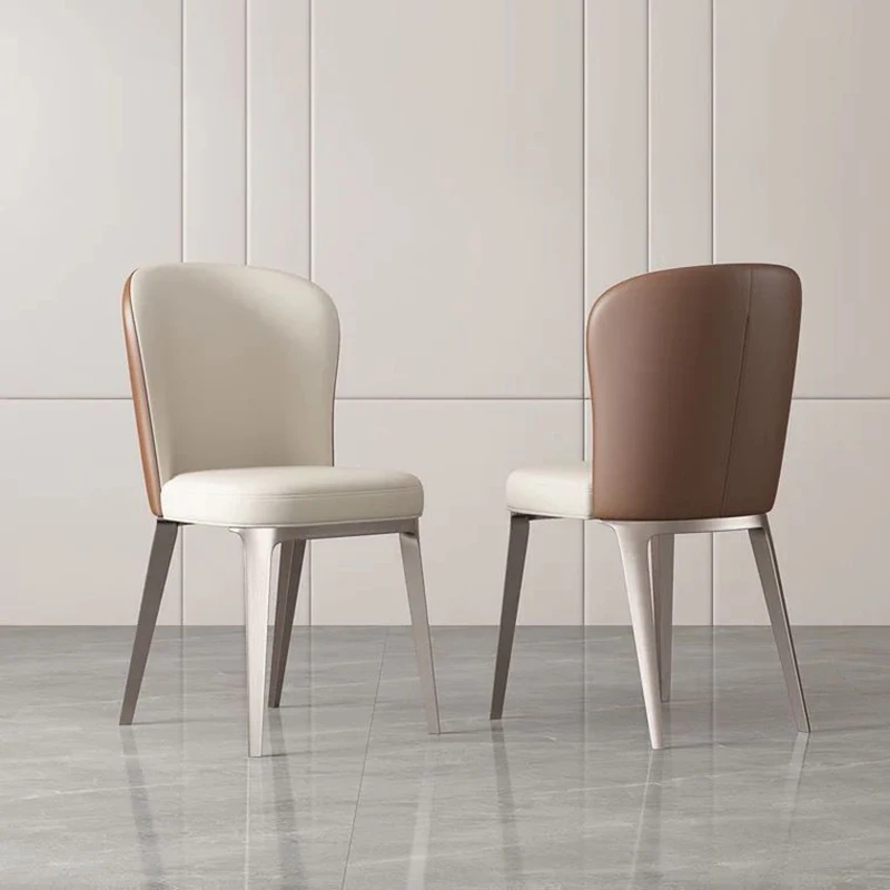 

Итальянские кожаные обеденные стулья, дизайнерские эргономичные минималистичные стулья для салона с подголовником Silla Nordic Furniture