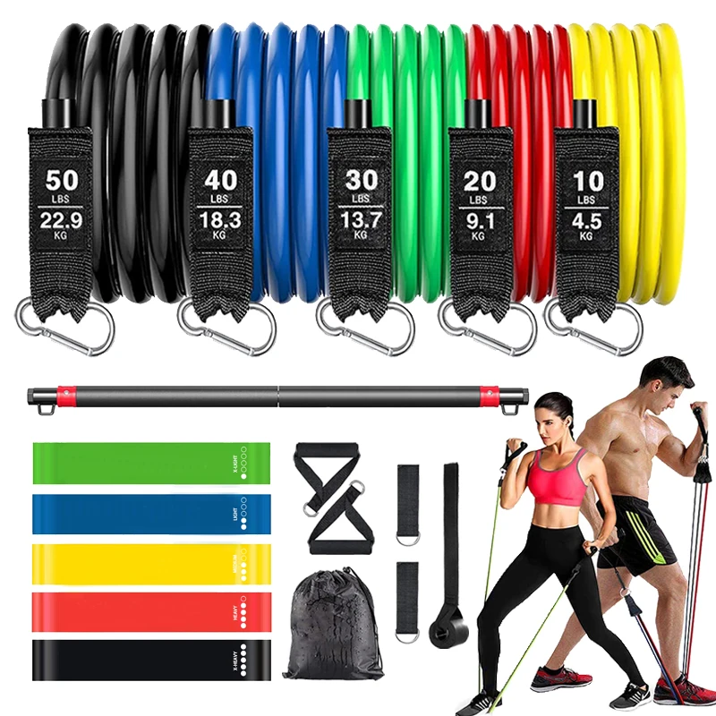 

Fitness Resistance Bands Set Exercise Bars Sports Equipment Muscle Training Gym Accessories Elastic Band for Fitness At Home