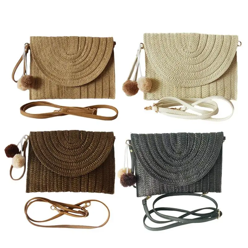 

Women Straw Bag Women Handbags Purse Handwoven Rattan Clutch With Weaving Process For Wallets Shopping Mobile Phones