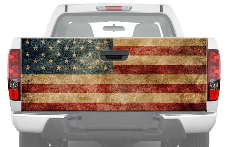 

Состаренный флаг патриотический грузовик задняя дверь графика задняя наклейка автомобильная Наклейка виниловая оболочка пикап Ретро стиль