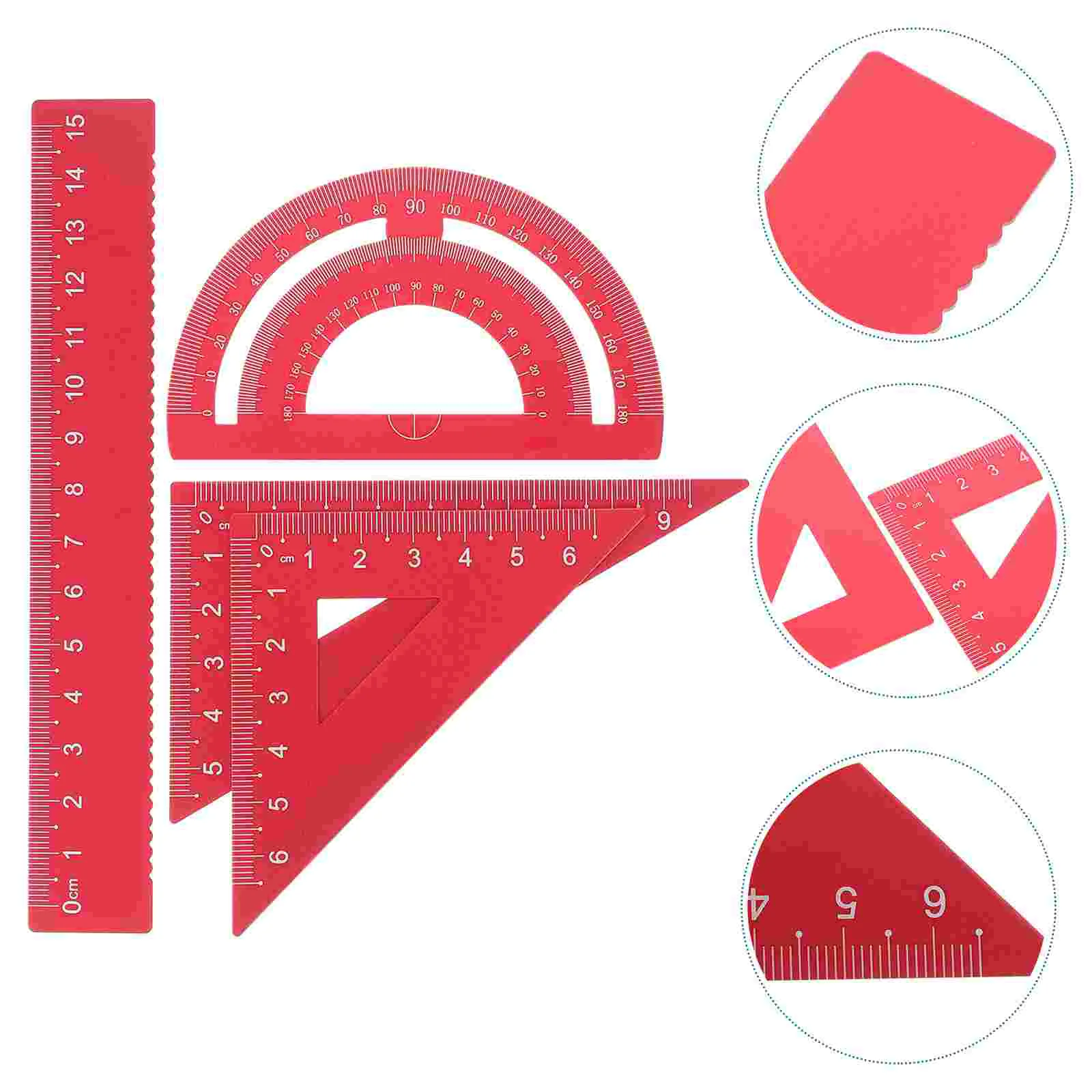 

1 Set of 4PCS DIY Metal Ruler Sturdy Office Metal Ruler Ruler Stationery Set Triangular Plate Protractor Testing Ruler for