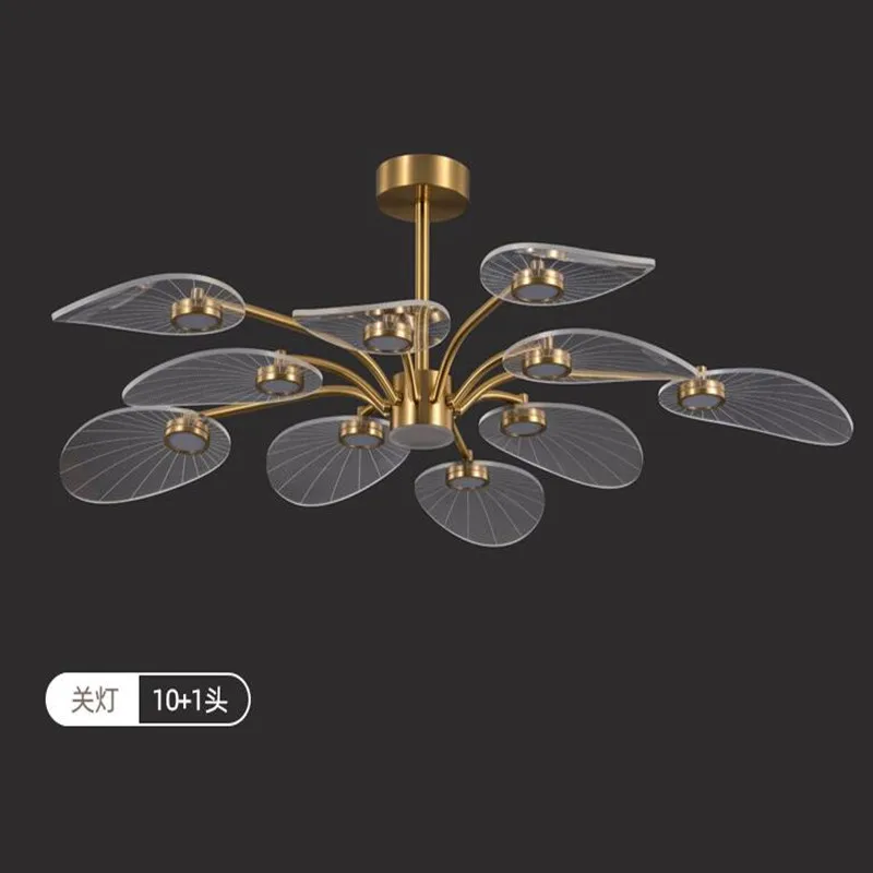 

Nordic LED Ceiling Lamp Modern Copper Chandeliers for Bedroom Living Room Lotus Leaf Shape Design Home Decor Lighting Fixture