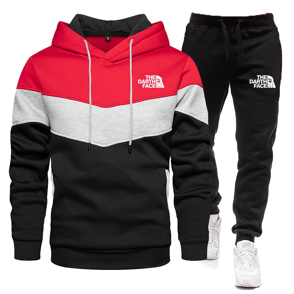 New Men's Hooded Sweatshirt+Fashion, Sweatpants Set Four Seasons Sportswear Set Pullover Jacket Set