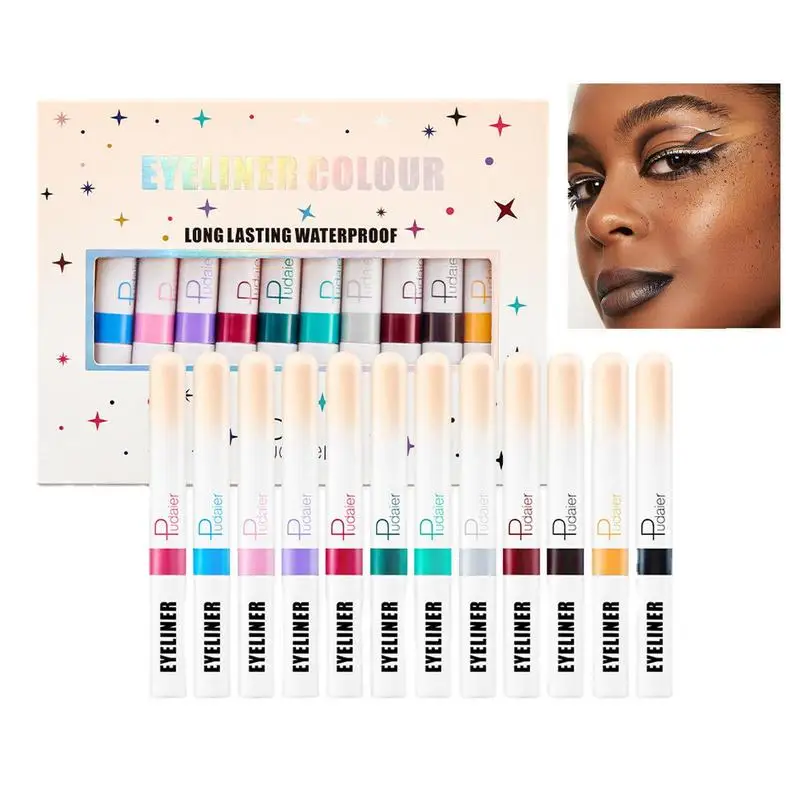 

Colorful Eyeliner Colorful 12 Colors Rainbow Matte Liquid Eyeliner Pencil Set Rapid Drying Waterproof Matte Colored Eyeliners