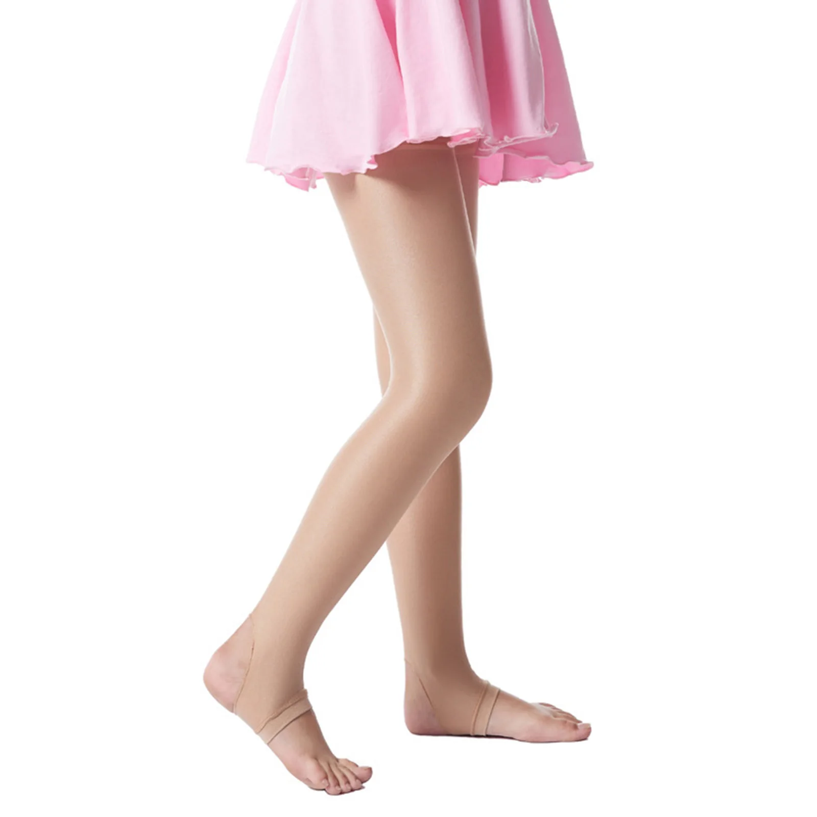 

Nude Kids Girls Glossy Stirrup Design Stretchy Tight Pants Trousers for Gymnastic Yoga Dance Workout Dancewear For girls