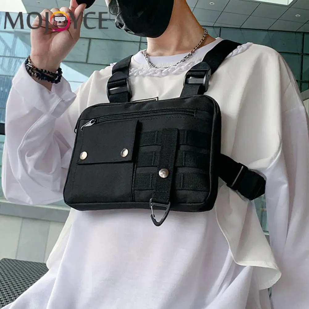 

Casual Women Hip Hop Solid Color Multifunction Chest Crossbody Bag Fashion Streetwear Punk Oxford Cloth Small Vest Waist Packs