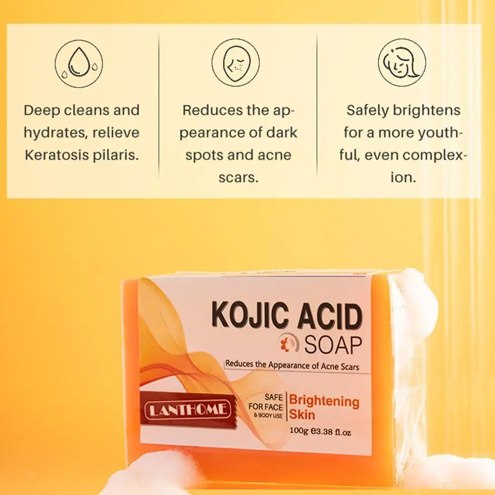 

100g New Whitening Soap Skin Bleaching Kojic Acid Glycerin Handmade Soap Reduce Acne Scar Mesh Paper Soap Savon Pour Peau N Y7M8