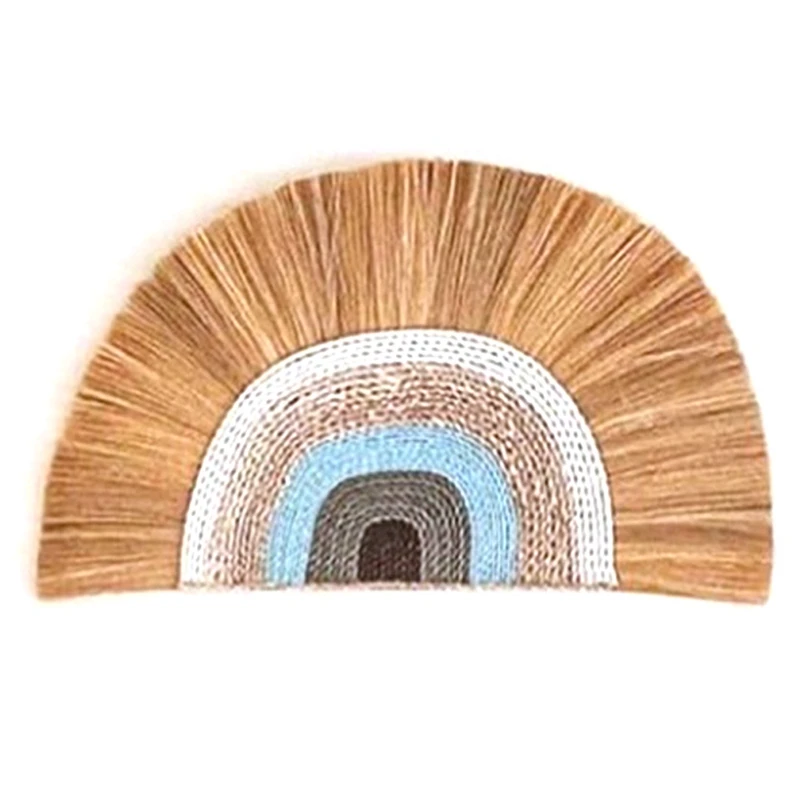 

Радужный Настенный декор в стиле бохо, скандинавский Плетеный соломенный настенный орнамент, домашнее украшение для фермерской комнаты, де...