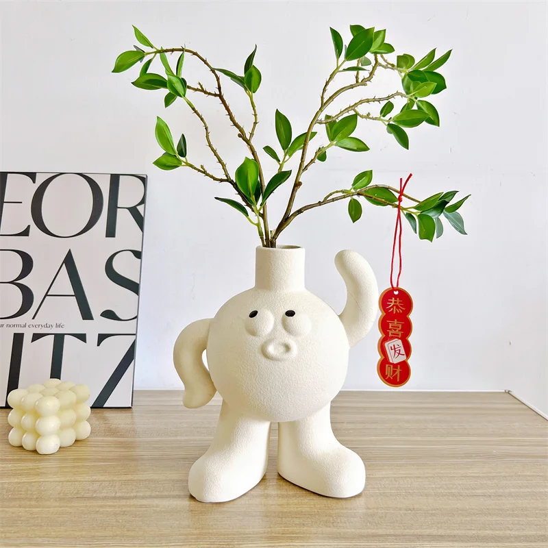 Новая Скандинавская симпатичная керамическая ваза с большим основанием для ног