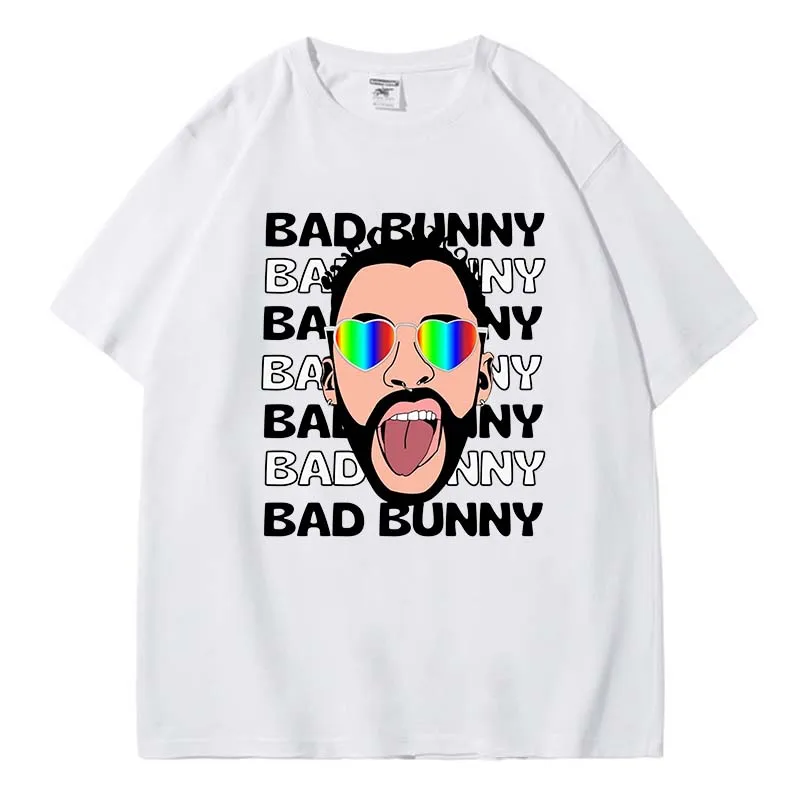 

Bad Bunny Cotton T-shirt UN VERANO SIN TI Double Sided Graphic Print Shirt Hip-Hop Oversized Streetwear Clothes