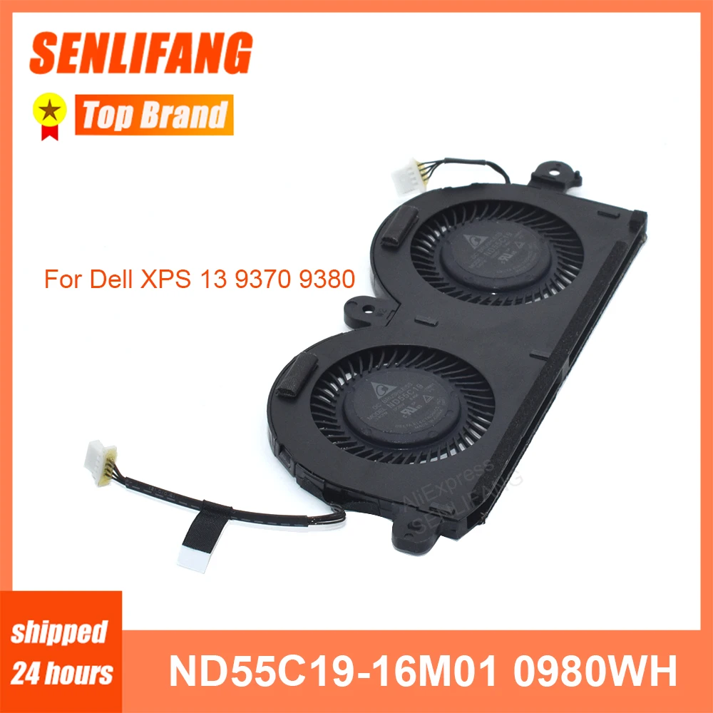 Новый вентилятор ЦП для ноутбука 0980WH для Dell XPS 13 9370, охладитель для ноутбука 980wh, CN-0980WH DC05V 0.40A 4-линейный