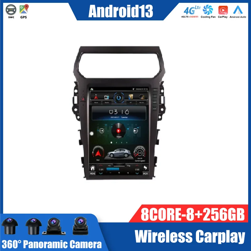 Carplay для Ford Explorer 2011 2012 2013 2014 2015 2016 Tesla автомобильный радиоприемник Android 13
