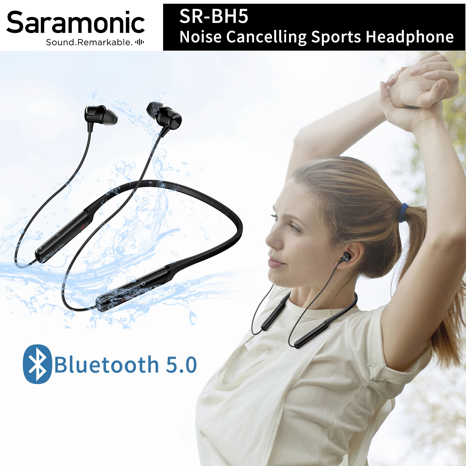 

Saramonic SR-BH5 Bluetooth 5.0 Sports Headphone IPX5 Waterproof Built-in Microphone Running Cycling Climbing Gaming Headset