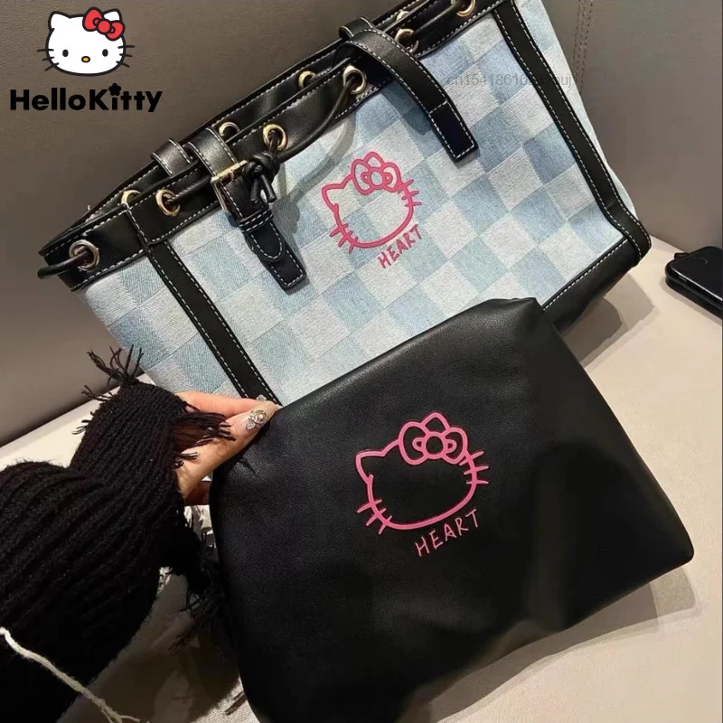 Y2k Sanrio Hello Kitty Vintage One Shoulder Bags Women Large Capacity Fashion Handbag Travel Shopping Storage Casual Tote Female