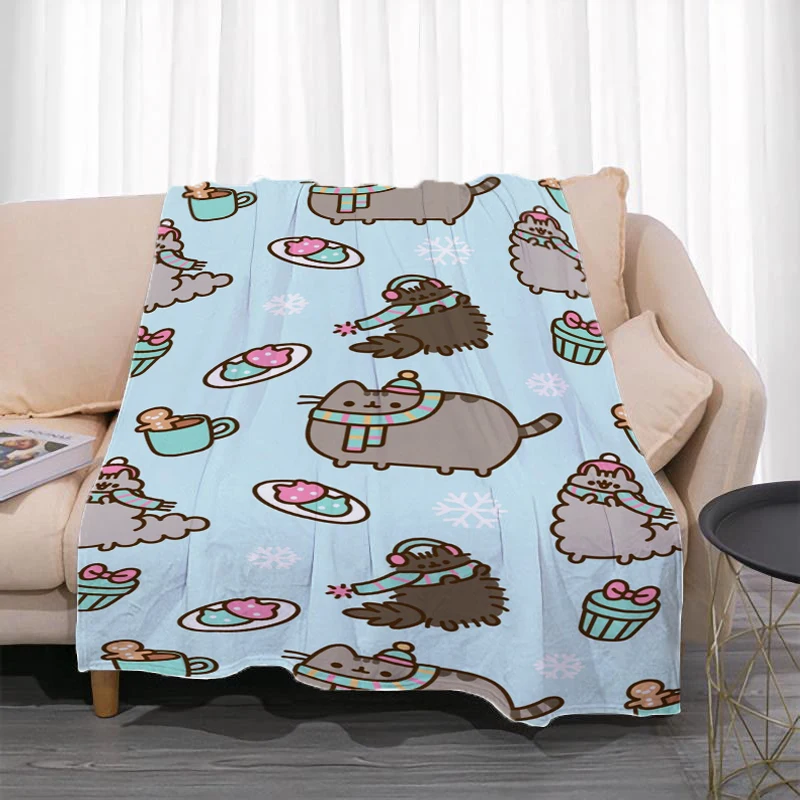 

Summer Pusheenes Boho Blanket for Living Room Cat Bedspread on the Bed Bedroom Decoration Throw Fleece Fluffy Soft Blankets Sofa