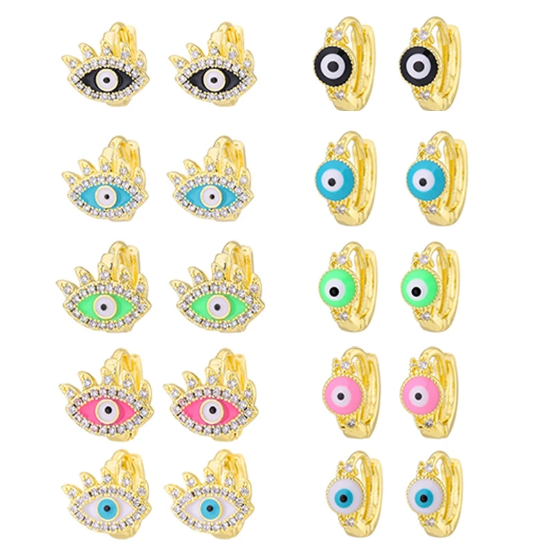 

Creative Blue Evil Eye Fatima Hand Stud Earrings Gold Color Small Earrings For Women Girls Fashion Jewelry