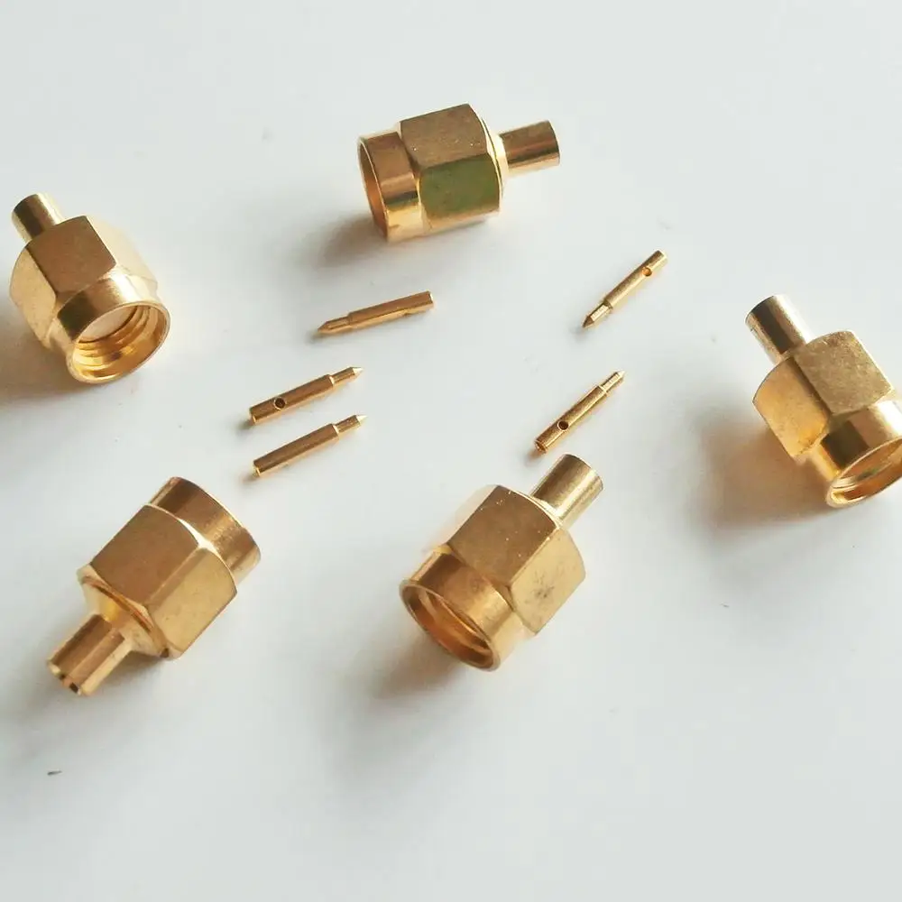 

10X Pcs High-quality RF Connector lengthen SMA Male Jack Solder For Semi-Rigid RG405 0.086" Cable Brass GOLD Plated Straight