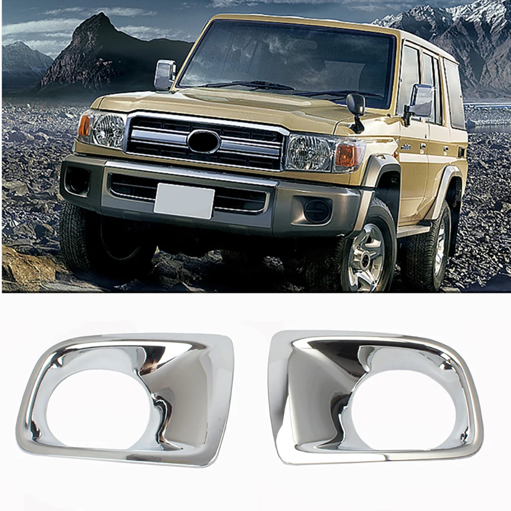 

For Toyota Land Cruiser FJ70 FJ76 FJ77 FJ78 FJ79 LC76 LC77 ABS Chrome Front Fog Light Lamp Trim Cover 2Pcs Car Styling