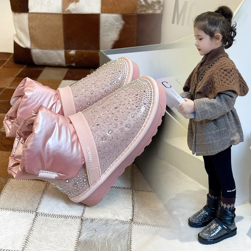 

2022 New Product Winter Snow boots for kids girls Baby Fashion Warm Ankle boots Anti-slippery Breathable children shoes
