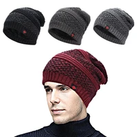 men winter hat knitted breathable keep warm stretchy soft everyday wear windproof lengthened plush beanie cap