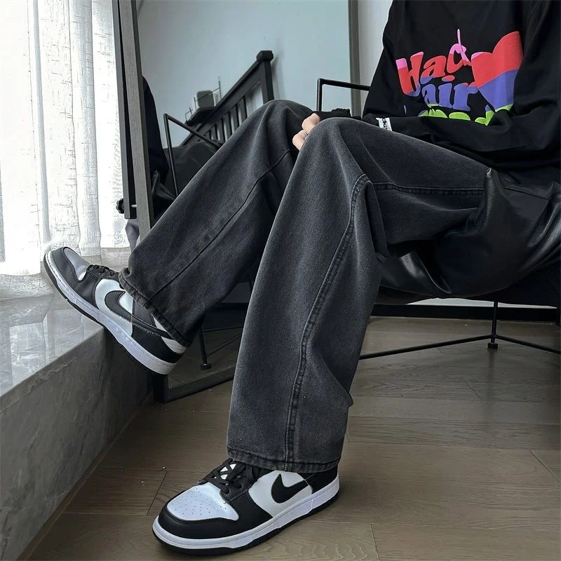 

4 Colors Wide Leg Jeans Men Fashion Summer Casual Retro Straight Jeans Men Streetwear Loose Hip Hop Denim Pants Mens Trousers