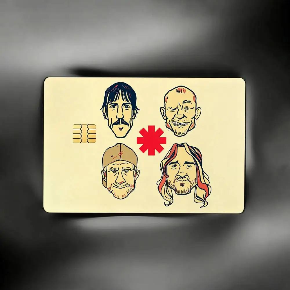 Фото Наклейки-скины для карт Red Hot Chili Peppers (4 шт. в комплекте), водонепроницаемые, HD, защитные, для кредитных, банковских и игровых карт №2