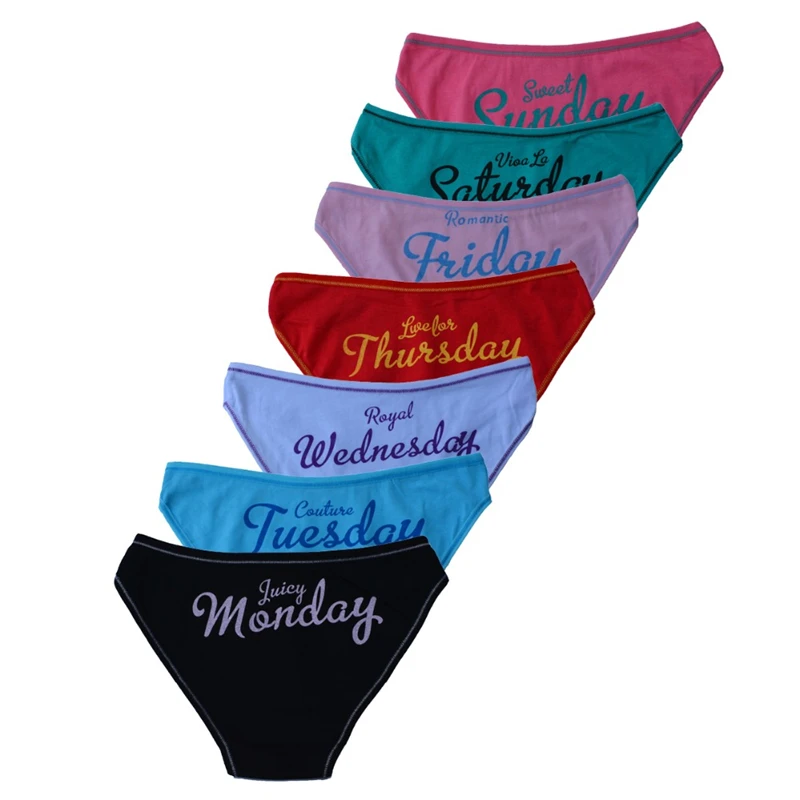 Women underwear cotton sexy Ladies Panties every day weeks print knickers briefs lingerie for women 7 pcs/set FUNCILAC