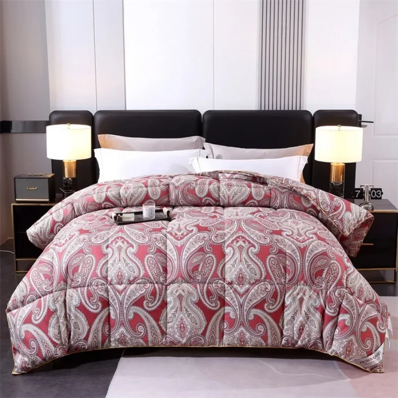 New 95 printed hotel down quilt thickened warm white goose winter easy temperature locking